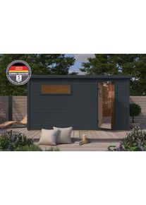 Saunahaus Karibu "Talo 6", beige (anthrazit), Saunaofen, externe Steuerung, 9 kW, Saunen, Saunahaus, verschiedene Varianten