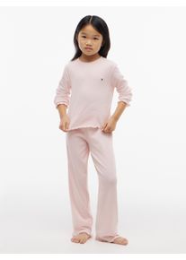 Pyjama, M&auml;dchen, Gr. 152/158, rosa (whimsy pink), Jersey, Obermaterial: 57% Baumwolle, 38% Polyester, 5% Elasthan, Tommy Hilfiger Underwear, lang, Rundhals, gewellter Abschluss, Homewear-Sets Pyjama, mit geripptem Bund und Tommy-Logo, gerippte Struktur