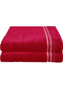 Duscht&uuml;cher Schiesser "Skyline Color aus 100 % Baumwolle mit eleganter Streifenbord&uuml;re", rot, B:70cm L:140cm, Frottier, Frottier, Handt&uuml;cher, Duscht&uuml;cher, OEKO-TEX MADE IN GREEN