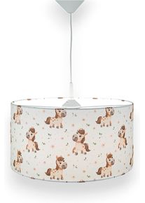 Niermann H&auml;ngeleuchte "Stoff-Pendelleuchte mit Motiv "Pony Paula", Kinderzimmer, Kinderlampe", bunt (wei&szlig;, bunt), 1, &Oslash; 35cm, 1 Stk., Leuchten, Stoffschirm, h&ouml;henverstellbare Pendelaufh&auml;ngung, Made in Germany, H&auml;ngeleuchte