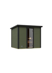 Saunahaus Weka "Kaapi 4", gr&uuml;n (anthrazit), Saunaofen, externe Steuerung, 9 kW, Saunen, Saunahaus, Blockbohlen aus Fichtenholz