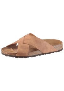 MAN'S WORLD Pantolette MAN'S WORLD, Herren, Gr. 43, Textil, braun (cognac), Lederimitat, Schuhe Pantolette, Sommerschuh, Strandschuh, Hausschuh mit Fu&szlig;bett