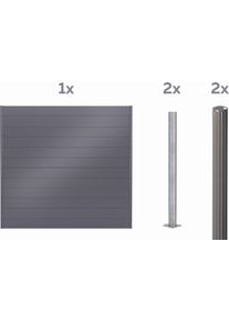 Dichtzaun Alberts "Palitio, Profilh&ouml;he 150 mm", grau (umbragrau ral 7022, zum aufschrauben), H:180cm, Aluminium, Zaunelemente, Dichtzaun, Aluminium, verschiedene Dekore und L&auml;ngen