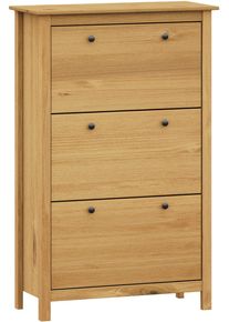 M&ouml;bilia Schuhschrank M&Ouml;BILIA "Winchester", braun (natur), B:72cm H:124cm T:35cm, Massivholz, Schr&auml;nke, Schuhschrank, Metallgriffe in geschw&auml;rztem Messing