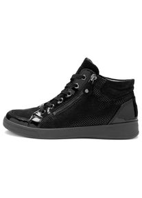 Sneakerboots Ara "ROM", Damen, Gr. 4 (37), atmungsaktiv, schwarz, Glattleder, Lackleder, Veloursleder, unifarben, Schuhe Sneakerboots, Hightop Sneaker, Schn&uuml;rboots mit Kontrastbes&auml;tze