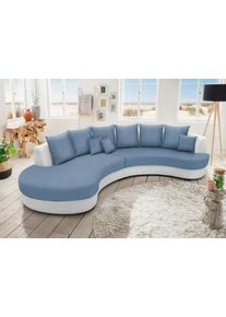 Ecksofa Home Affaire "Limoncello modern & bequem, organische Formensprache", wei&szlig; (wei&szlig;, blau), B:287cm H:76cm T:160cm, 100% PU (Kunstleder)/60% Polyester, 40% Baumwolle, Sofas, Ecksofa, ergonomische Form