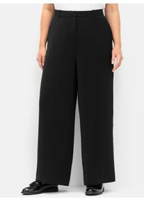 Stoffhose sheego, Damen, Gr. 52, Normalgr&ouml;&szlig;en, schwarz, 100% Polyester, unifarben, Hosen Stoffhose
