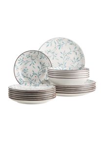 M&auml;ser Teller-Set M&Auml;SER "Olive", blau (t&uuml;rkis), 18 Stk., Geschirr-Sets, Teller-Set