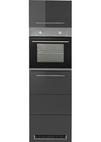 Backofen/K&uuml;hlumbauschrank KOCHSTATION "KS-Wien", grau (grau hochglanz), B:60cm H:200cm T:60cm, MDF, Schr&auml;nke, Backofen/K&uuml;hlumbauschrank, 60 cm breit, f&uuml;r autarken Backofen und Einbauk&uuml;hlschrank