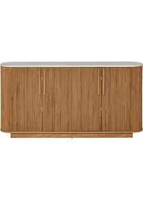 Sideboard Jahnke "STRING SB 160", montana eiche, marmor wei&szlig;, B:159,5cm H:80,5cm T:39,6cm, Holzwerkstoff, Sideboards, Sideboard, Sideboard, 4-t&uuml;rig, Marmor-Look, Breite 159,5 cm