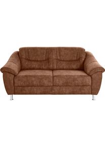 Sit & More 2-Sitzer SIT & MORE "Salsa", braun (cognac), B:182cm H:86cm T:90cm, Struktur (100% Polypropylen);Bedruckte Microfaser (100% Polyester);Luxus-Microfaser ALTARA NUBUCK (100% Polyester), Sofas, 2-Sitzer, mit Federkern