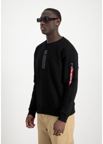 Sweater Alpha Industries "Vertical Puff Print Sweatshirt", Herren, Gr. M, schwarz, Obermaterial: 80% Baumwolle, 20% Polyester, regular fit, Sweatshirts Sweater