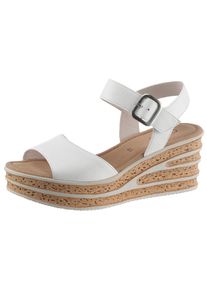 Sandalette Gabor, Damen, Gr. 38, Leder, wei&szlig;, Kalbsleder, unifarben, Schuhe Sandalette, Sommerschuh, Sandale, Keilabsatz, mit besonderer Absatzgestaltung
