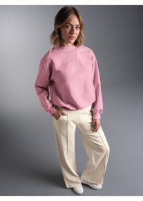 Freizeitanzug TRIGEMA "TRIGEMA Outfit im modischen Oversize-Look", Damen, Gr. XS, rosa (lilie), Sweatware, 50% Baumwolle, 50% Polyester, Basic, Sportanz&uuml;ge Freizeitanzug