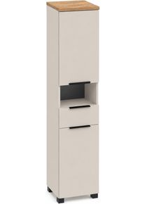 Hochschrank Schildmeyer "Saga, mit f&uuml;hlbarer Holzstruktur, Breite 40 cm, Made in Germany", beige (cremebeige, eiche landhaus), B:40,3cm H:185,4cm T:35cm, FSC-zertifizierter Holzwerkstoff, Schr&auml;nke, Hochschrank, Eiche Landhaus Dekor mit f&uuml;hlbarer Struktur, Made in Germany