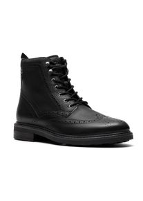 Schn&uuml;rstiefelette Clarks "Newford", Herren, Gr. 42, Textil, schwarz, Leder, Schuhe Schn&uuml;rstiefelette, Budapester, Schn&uuml;rboots mit elegantem Blockabsatz