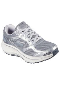 Sneaker Skechers "GO RUN CONSISTENT 2.0", Damen, Gr. 36, Textil, grau (grau, silberfarben), Leder, Synthetik, Textil, metallic, Schuhe Sneaker, Retro Sneaker, Schn&uuml;rschuh mit Metallic-Bes&auml;tzen, Weite G (=weit)