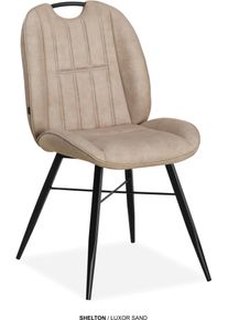 Esszimmerstuhl OMG DESIGN "Shelton", beige (sand, schwarz, sand), B:52,5cm H:91,5cm T:65cm, Polyester, St&uuml;hle, Esszimmerstuhl, Esszimmerstuhl, pflegeleichter Bezug, mit Handgriff
