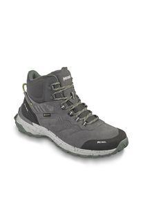 Wanderschuh Meindl "Dallas Mid GTX", Herren, Gr. 9.5, grau (grau, gelb), Obermaterial: 100% Rindsleder Leather cow., Schuhe Wanderschuh