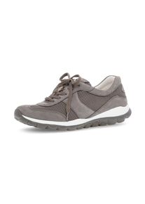 Sneaker Gabor, Damen, Gr. 38, Leder Textil, grau (braun), Nubukleder, Textil, Schuhe Sneaker, Freizeitschuh, Halbschuh, Schn&uuml;rer mit Logo an der Ferse