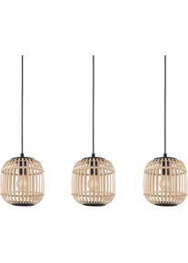Eglo H&auml;ngeleuchte "BORDESLEY Pendellampe, Vintage, E27, Stahl und Holz, H&auml;ngelampe, Lampe", schwarz (schwarz, natur), 3, Leuchten, H&auml;ngeleuchte, L91,0 x B21,0 x H110 cm, schwarz, natur, 3X28W exkl., H&auml;ngeleuchte