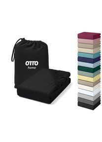 Spannbettlaken OTTO HOME "Cremona f&uuml;r Matratzen bis 30 cm H&ouml;he", schwarz, B:180cm L:200cm, Jersey (180 g/m&sup2;), Obermaterial: 96% Baumwolle, 4% Elasthan, Bettlaken, Spannbettlaken, NEU 96% Baumwolle & 4% Elasthan, in Basic, Komfort & Premium Qualit&auml;t