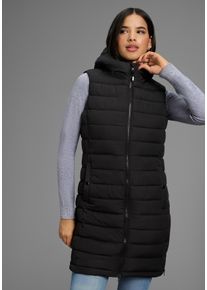 Longweste Kangaroos, Damen, Gr. 46, schwarz, Web, Obermaterial: 100% Polyester. Futter: 100% Polyester. Wattierung: 100% Polyester, unifarben, bequem h&uuml;ftbedeckend, Westen Longweste, Wattiert, mit Rei&szlig;verschluss-Schlitzen