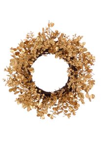 Kunstkranz OTTO HOME "Eukalyptus-Beeren-Mix Kranz, 45cm", gold, H:10cm &Oslash;:45cm, Obermaterial: 100% Kunststoff, Kunstpflanzen, Kunstkranz, goldfarben, mit Glitter