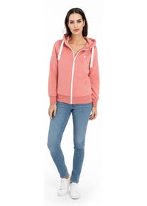 Sweatjacke DEPROC Active "UCLUELET Damen-Zip-Top mit Kapuze", Damen, Gr. 40/42 (M), rosa, Jersey, 50% Baumwolle, 50% Polyester, tailliert h&uuml;ftbedeckend, gerader Abschluss mit Kordelzug,mit Rei&szlig;verschluss, Sweatjacken Sweatjacke, weiche Fleecejacke mit K&auml;ngurutasche