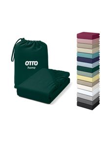 Spannbettlaken OTTO HOME "Cremona f&uuml;r Matratzen bis 30 cm H&ouml;he", dunkelgr&uuml;n, B:180cm, Zwirn-Jersey (220g/m&sup2;), Obermaterial: 96% Baumwolle, 4% Elasthan, Bettlaken, Spannbettlaken, NEU 96% Baumwolle & 4% Elasthan, in Basic, Komfort & Premium Qualit&auml;t