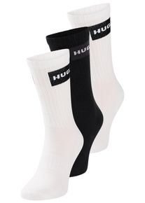 Freizeitsocken HUGO UNDERWEAR "3P QS RIB LABEL", Herren, Gr. 39-42, Sockengr&ouml;&szlig;e, schwarz-wei&szlig; (schwarz 002), Baumwollmischung, elastisch, Socken Freizeitsocken, mit kontrastfarbenen HUGO Logo
