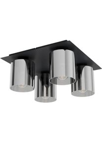 Eglo LED Deckenleuchte "GOROSIBA 1 Deckenlampe - Stahl - E27 - 4X40W - IP20", silber (schwarz), 4, H: 17cm, 1 Stk., Leuchten, Wohzimmerlampe, Esszimmerlampe, Flur, Schlafzimmer, L38 x B38 x H17 cm, LED Deckenleuchte
