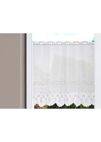 Gardine Home Wohnideen "LEONORA, 1 St&uuml;ck, Stangendurchzug, halbtransparent" Gr. 1, wei&szlig;, B:100cm H:80cm, Wirkware, Polyester, Gardinen, Gardine, Kurzstore Jacquard, Scheibengardine