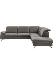 Ecksofa DIE PLANBAR "PN-EM20091, L-Form, Breite 297 cm", grau (cloudy grau), B:297cm T:245cm, Sofas, Ecksofa, inkl. Kopfteilverstellung, optional elektr. Relaxfunktion u. Stauraum