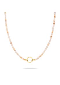 Charm-Kette Tamaris "Schmuck Geschenk Edelstahl Halskette All About Beads", gold (gelbgoldfarben, wei&szlig;, beige, natur), Halsketten, Damen, Edelstahl, L: 45 B: 5mm, Charm-Kette, mit Naturstein, B:5mm