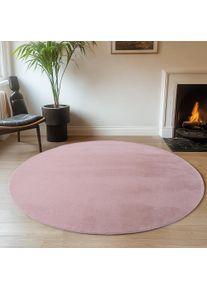 Teppich Ayyildiz Teppiche "JOY 1400, auch als L&auml;ufer und in Rund erh&auml;ltlich", rosa, H:11mm &Oslash;:200cm, Polyester, Teppiche, Teppich, besonders weich, uni Kurzflor, Wohnzimmer, Kinderzimmer