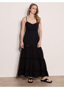 Spitzenkleid Apricot "Maxikleid", Damen, Gr. S (36), N-Gr, schwarz, gewebt, Obermaterial: 100% Baumwolle CO., uni, normal, V-Ausschnitt, Kleider Spitzenkleid, mit H&auml;kelverzierung