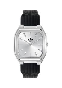 Quarzuhr adidas originals "CITY TECH SQUARE", schwarz (schwarz, silberfarben, silberfarben, silberfarben), Armbanduhren, Damen, silberfarben, Quarzuhr, Armbanduhr, Damenuhr, Herrenuhr, Silikonarmband, analog