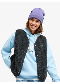 Fleeceweste Roxy "ICONIC TOWN VEST", Damen, Gr. XS, schwarz (phantom), Pl&uuml;sch, Obermaterial: 100% Polyester, unifarben, Basic h&uuml;ftbedeckend, V-Ausschnitt, Westen Fleeceweste, sportlicher Stil, aus Polyester, mit Druckkn&ouml;pfen, Fleeceweste
