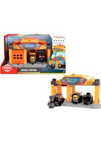 Spiel-Geb&auml;ude DICKIE TOYS "Micro Construction Station", gelb (gelb, grau), Fahrzeug-Spielwelten, KinderB:25cm, Spiel-Geb&auml;ude, inklusive 3 Volvo Baustellenfahrzeuge; mit Licht und Sound, B:25cm