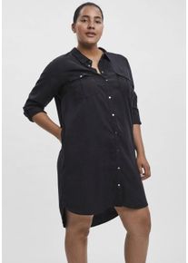 Jeanskleid Vero Moda CURVE "VMSILA LS SHORT DRESS MIX GA CURVE NOOS", Damen, Gr. 46, N-Gr, Langarm, schwarz, Obermaterial: 100% Lyocell (TENCEL&trade;), figurbetont, Kleider Jeanskleid