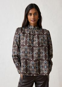 Tunika bonprix, Damen, Gr. 46, dunkelbraun paisley, Obermaterial: 64% Cupro, 36% Seide, loose fit, Tuniken Tunika, aus Cupro und Seide, mit seidig-weicher Haptik, Loose Fit