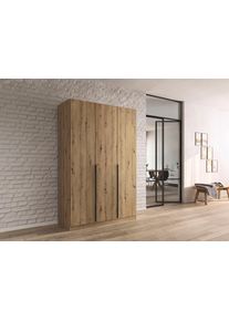 Dreht&uuml;renschrank OTTO HOME "Kleiderschrank Schrank Garderobe AGORDO Schlafzimmer", braun (eiche artisan), B:136cm H:229cm T:54cm, Holzwerkstoff, Schr&auml;nke, Dreht&uuml;renschrank, durchdachte Innenausstattung, in 8 Breiten und 2 H&ouml;hen MADE IN GERMANY