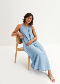 Jeanskleid bonprix "Jeanskleid aus flie&szlig;endem Lyocell", Damen, Gr. 46, N-Gr, ohne &Auml;rmel, Denim/Jeans, blau (hellblau denim), Denim/Jeans, Obermaterial: 100% Lyocell (TENCEL&trade;), unifarben, A-Linie ca. Mitte Wade, Kleider Jeanskleid, f&uuml;r l&auml;ssigen Look, aus Lyocell (TENCEL&trade;), in A-Linie