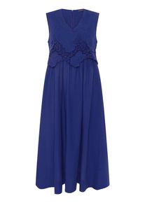 Midikleid Betty Barclay "Midikleid mit V-Ausschnitt", Damen, Gr. 46, EURO, blau (electric blau), Obermaterial: 69% Baumwolle CO. 29% Polyamid PA. 2% Elasthan EL., Kleider Midikleid