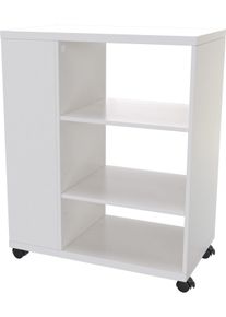 Rollwagen OTTO HOME "LOKVE, Rollcontainer, Druckertisch, Rollregal", wei&szlig;, B:60cm H:75cm T:35cm, Holzwerkstoff, Rollwagen, Rollwagen, Rollen feststellbar, 6 F&auml;cher, H&ouml;he 75 cm