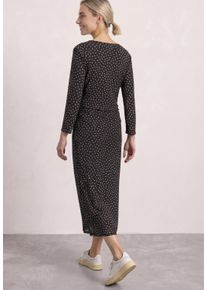 Midikleid Street One, Damen, Gr. 38, N-Gr, 3/4 Arm, Mesh, schwarz (schwarz coffee), Mesh, Obermaterial: 95% Polyester, 5% Elasthan. Futter: 100% Viskose, gepunktet, k&ouml;rpernah 7/8-L&auml;nge, U-Boot-Ausschnitt, abgesteppte Kante, Kleider Midikleid, Sommerkleid mit Punkten / Seitliche Raffung