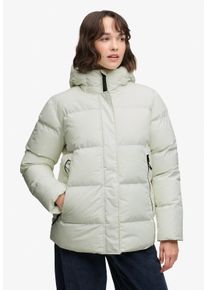 Steppjacke Superdry "HOODED 5 BAFFLE SPORTS PUFFER", Damen, Gr. XS, sanftes wei&szlig;, Steppware, Obermaterial: 100% Polyester, unifarben, relaxed fit normal, Jacken Steppjacke, Kunstfaser, relaxed fit