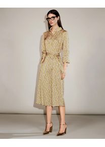 JOOP! Midikleid JOOP "Diandra2", Damen, Gr. 38, N-Gr, 3/4 Arm, Web, beige (gr&uuml;n rose gemustert), Web, Obermaterial: 100% Polyester, gemustert, mehrfarbig, regular fit Midi, Rundhals, eingesetzt 1-Knopf-Manschette, Kleider Midikleid, mit Alloverprint