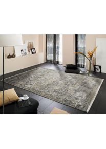 Teppich OCI DIE TEPPICHMARKE "BESTSELLER TADI, auch als L&auml;ufer und in Rund", grau (goldfarben, grau), B:200cm H:8mm L:290cm, Viskose, Teppiche, Teppich, Glanz Viskose, mit Fransen, Hoch Tief Struktur, Vintage, Wohnzimmer